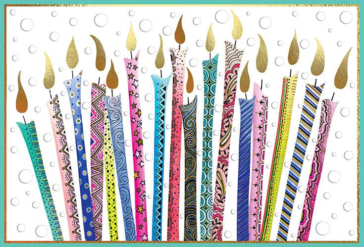 Pictura birthday candles greeting card featuring colorful candle illustrations for special occasions.